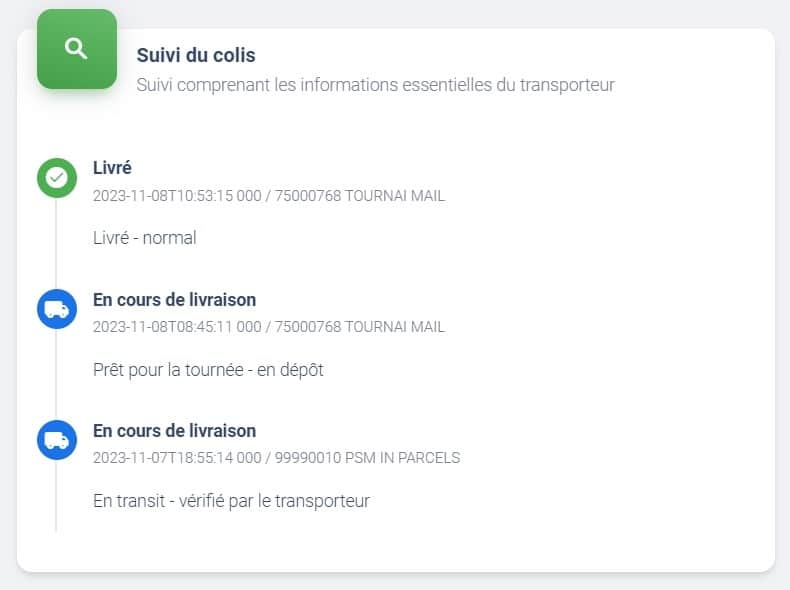 Suivi du colis personnalisé, tracking