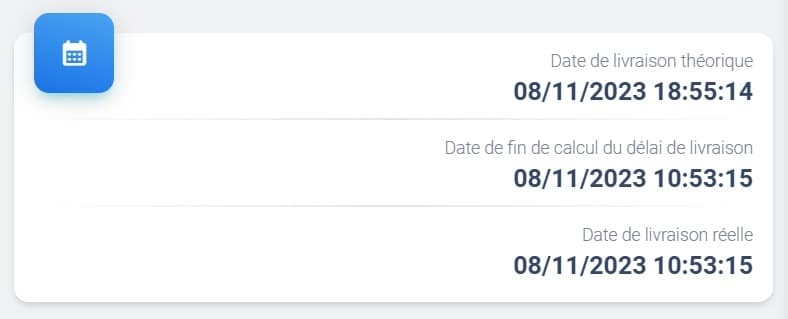 date de livraison prédictive, ETA, date de livraison estimative